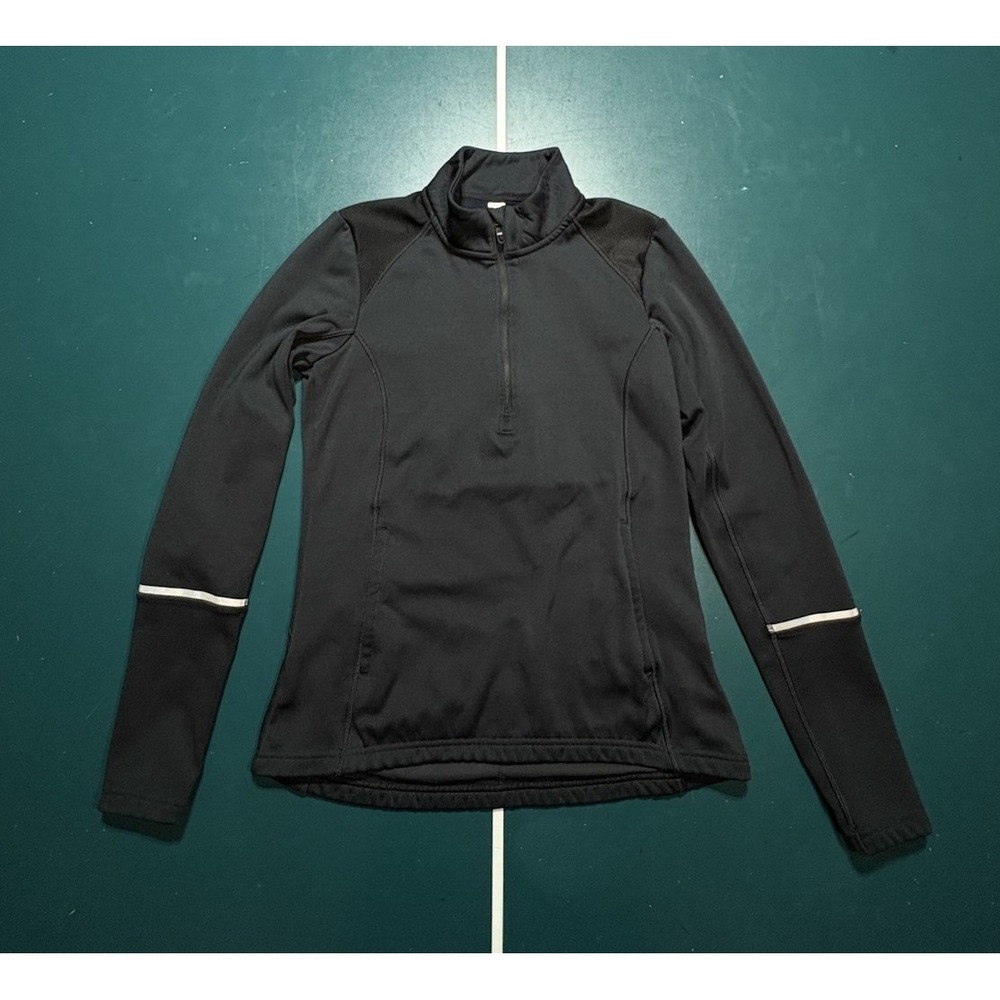 Lole Black Running Top Women's Small Mock Neck 1/4 Zip Fleece Lined Pullover